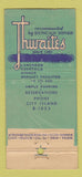 Matchbook Cover - Thwaites City Island NY New York City WORN 21 Strike Feature