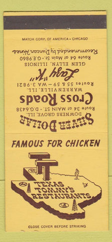 Matchbook Cover Texas Tommy's Warrenville Glen Ellyn Downers Grove IL 30 Strike