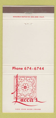 Matchbook Cover - Lucca's Restaurant Italian Madera CA 30 Strike