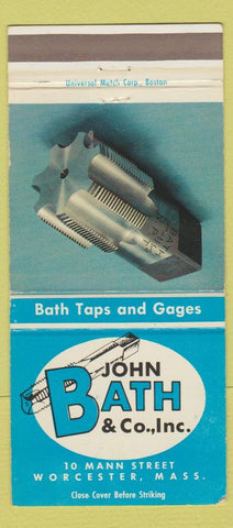 Matchbook Cover - John Bath Taps Gauges Worcester MA 30 Strike