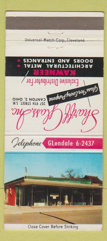 Matchbook Cover - Sharff Glass Canton OH Kawneer  30 Strike