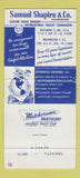 Matchbook Cover - Shapiro Custom Houses Washington DC Baltimore MD 30 Strike