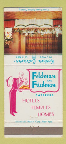 Matchbook Cover Feldman and Friedman Catering Kosher Brooklyn NY WEAR 30 Strike