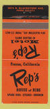 Matchbook Cover - Rep's Motel House of Ribs Fresno CA 30 Strike
