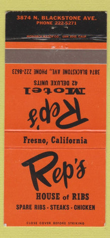 Matchbook Cover - Rep's Motel House of Ribs Fresno CA 30 Strike