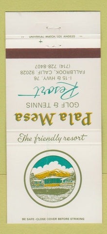 Matchbook Cover - Pala Mesa Golf Tennis Resort Fallbrook CA 30 Strike