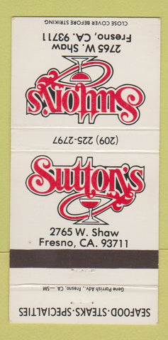 Matchbook Cover - Sutton's Restaurant Fresno CA 30 Strike