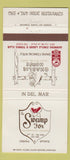 Matchbook Cover - The Swamp Fox Charlie Horse Del Mar CA 30 Strike