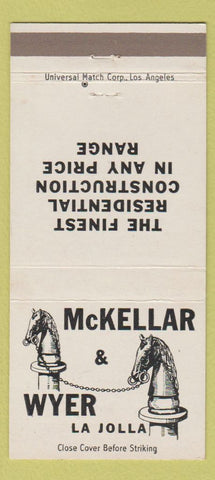 Matchbook Cover - McKellar & Wyer La Jolla CA Homes Real Estate 30 Strike