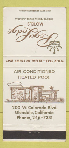 Matchbook Cover - Rega Lodge Motels Glendale CA 30 Strike