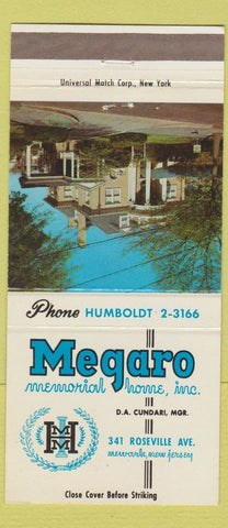 Matchbook Cover - Megaros Memorial Home Newark NJ 30 Strike