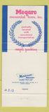 Matchbook Cover - Megaros Memorial Home Newark NJ 30 Strike