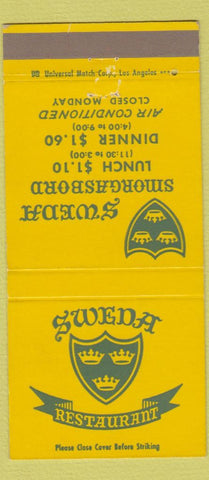Matchbook Cover - Sweda Restaurant Downey La Puente Long Beach CA 30 Strike