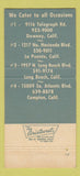 Matchbook Cover - Sweda Restaurant Downey La Puente Long Beach CA 30 Strike