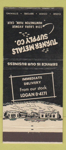 Matchbook Cover - Turner Metals Supply Huntington Park CA 30 Stick