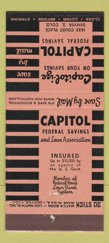 Matchbook Cover - Capitol Federal Savings Denver Colorado 30 Stick