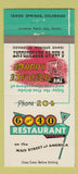 Matchbook Cover - 6 and 40 Restaurant Idaho Springs Colorado 30 Strike