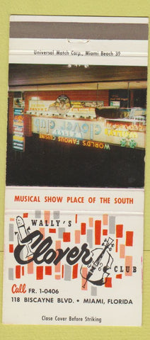 Matchbook Cover - Wally's Clover Club Miami FL 30 Strike
