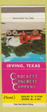 Matchbook Cover - Crockett Concrete Company Irving TX 30 Strike