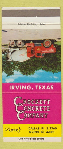 Matchbook Cover - Crockett Concrete Company Irving TX 30 Strike