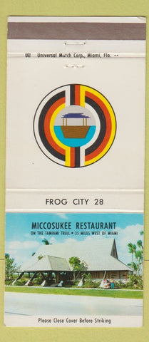 Matchbook Cover - Miccosukee Restaurant Miami FL Tamiami Trail 30 Strike