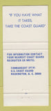 Matchbook Cover - US Coast Guard Recruiting Washington DC 30 Strike