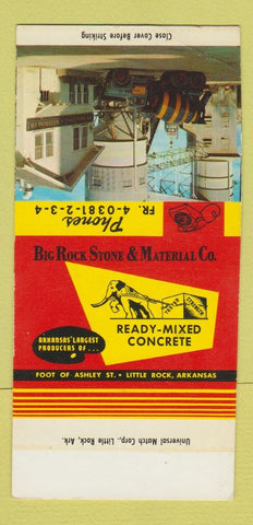 Matchbook Cover - Big Rock Stone Material Little Rock AR MISCUT SAMPLE 30 Strike