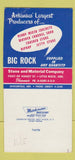 Matchbook Cover - Big Rock Stone Material Little Rock AR MISCUT SAMPLE 30 Strike