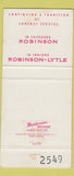 Matchbook Cover - Robinson Lytle Funeral Home Saltsburg Indiana 30 Strike