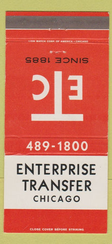 Matchbook Cover - Enterprise Transfer Trucking Chicago IL 30 Strike
