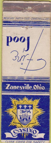 Matchbook Cover - Casino Zanesville OH restaurant WORN