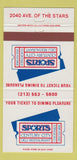 Matchbook Cover - Sports Century City Restaurant CA? 30 Strike