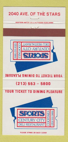 Matchbook Cover - Sports Century City Restaurant CA? 30 Strike