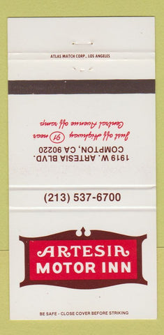 Matchbook Cover - Artesia Motor Inn Compton CA 30 Strike