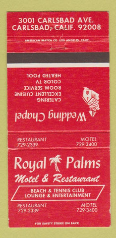 Matchbook Cover - Royal Palms Motel Restaurant Carlsbad CA 30 Strike