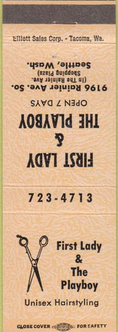 Matchbook Cover - First Lady  and  The Playboy hair salon Seattle WA peach