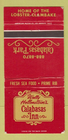 Matchbook Cover - Wally Hollenstein's Calabasas Inn CA WEAR 30 Strike