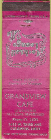 Matchbook Cover - Grandview Cafe Columbus OH WORN