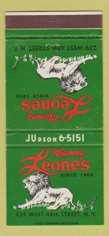 Matchbook Cover - Mamma Leone's Restaurant New York City 30 Strike
