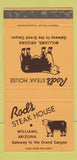 Matchbook Cover - Rod's Steak House Williams AZ WEAR 30 Strike