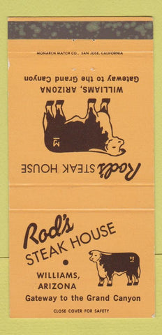 Matchbook Cover - Rod's Steak House Williams AZ WEAR 30 Strike