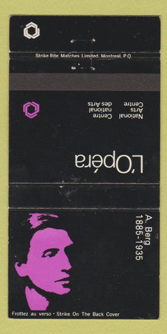 Matchbook Cover - L'Opera A Berg QC WEAR 30 Strike