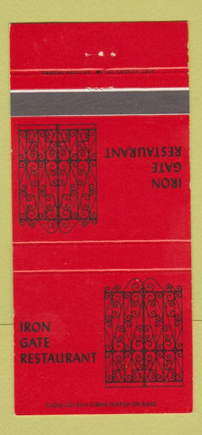 Matchbook Cover - Iron Gate Restaurant Belmont CA 30 Strike