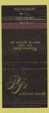 Matchbook Cover - PJ's Country House Restaurant Scituate MA 30 Strike