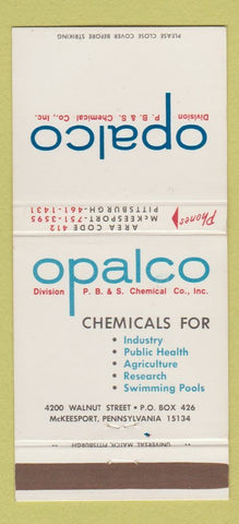 Matchbook Cover - Opalco Chemicals McKeesport PA 30 Strike
