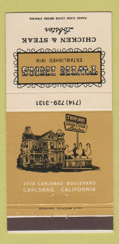 Matchbook Cover - Twin Inns Restaurant Carlsbad CA 30 Strike