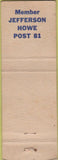Matchbook Cover - Jacob Jenkins Rep General Assembly Columbus OH WEAR