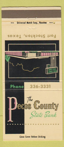 Matchbook Cover - Pecos County State Bank Fort Stockton TX 30 Strike