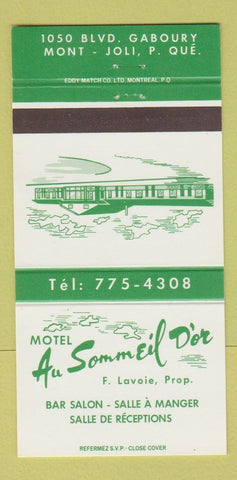 Matchbook Cover - Motel Au Sommeil D'or Mont Joli QC 30 Strike