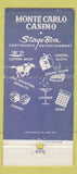 Matchbook Cover - Commercial Hotel Monte Carlo Casino Elko NV 30 Strike